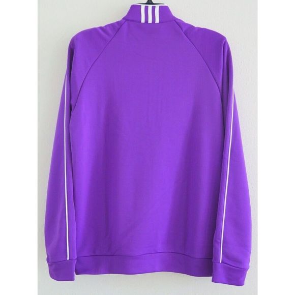 adidas Men's Sz S Vivid Purple 3 Stripe Piped 1/4 Zip Pullover Golf Shirt - Picture 2 of 7